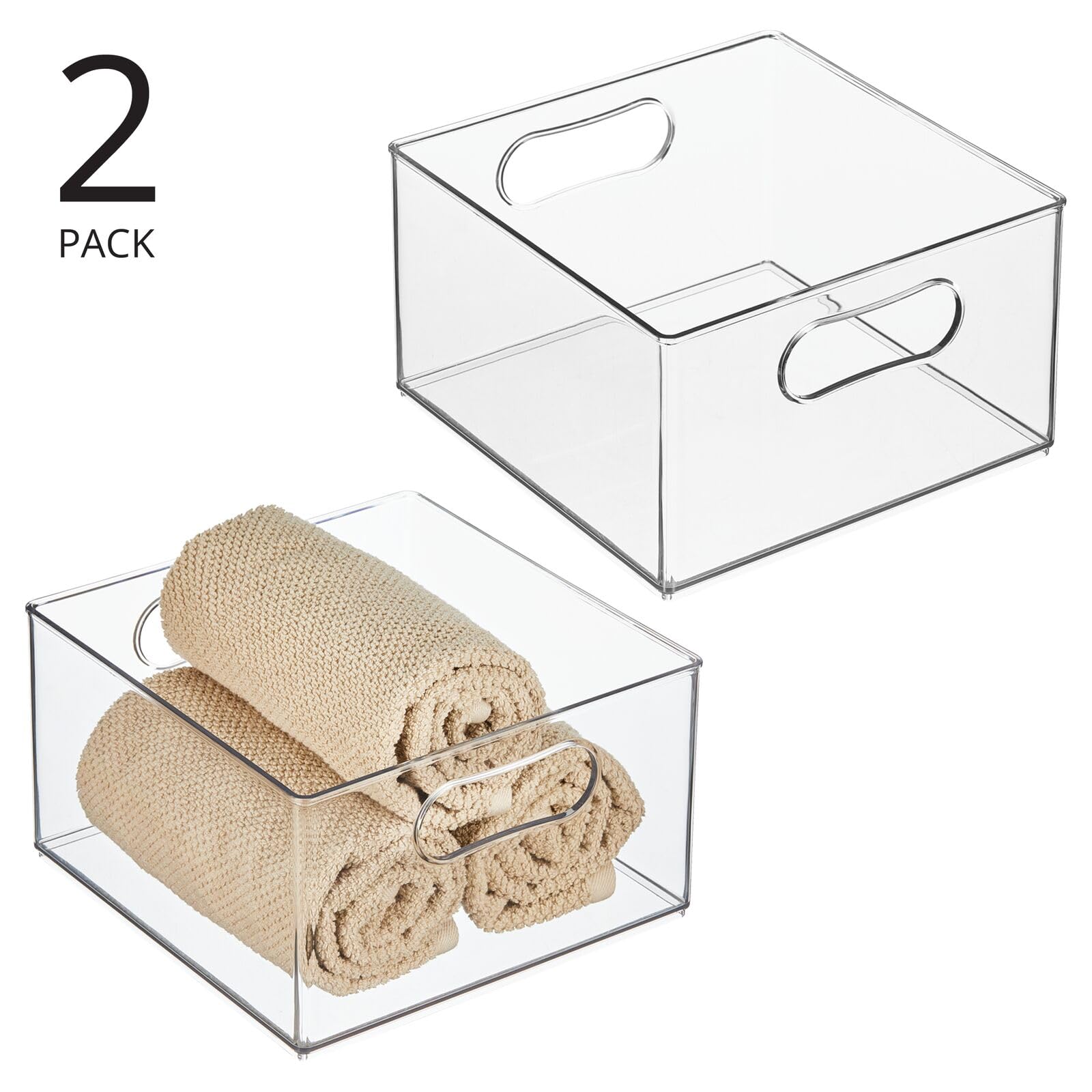 Mdesign Deep Plastic Stackable Storage Organizer Container Bin, Bath & Shower Organization For Cabinet, Cupboard, Shelves, Count